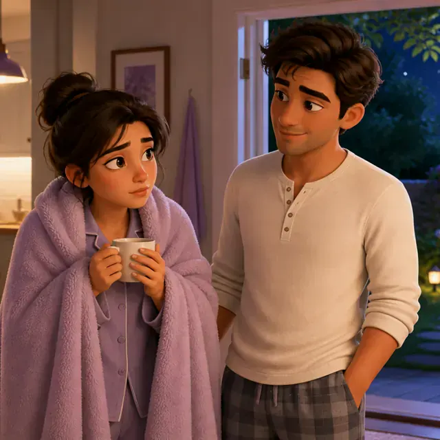 Elena and Marcos talking at home after a strange night
