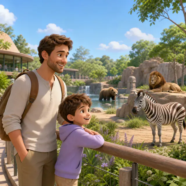 Nico and his dad visiting the zoo