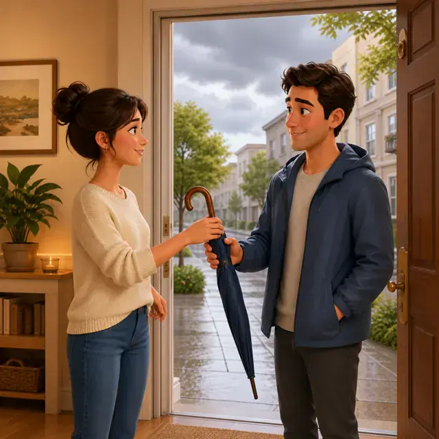 Lucia and Marco talking about the weather