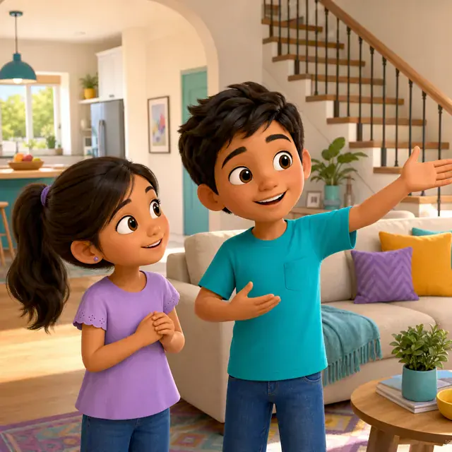 Julia visiting Pedro's new house