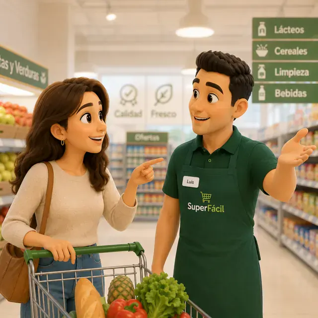 A customer shopping and paying at a supermarket
